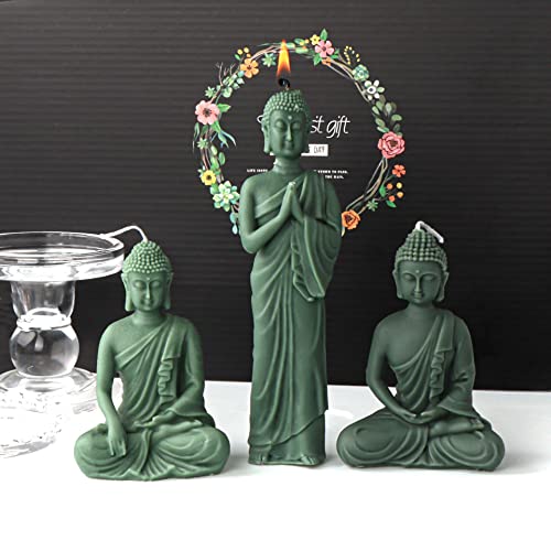 Xidmold 3D Buddha Candle Mold Buddha Statue Silicone Mold For Sculpture, Soy Wax Candle, Resin Art Crafts (C) #TOP3