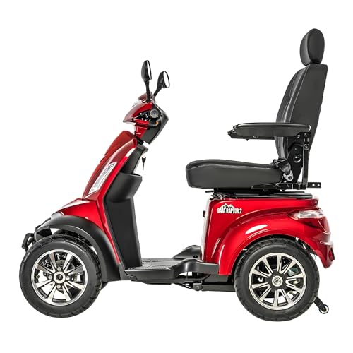 Pride Mobility Baja Raptor 2 4-Wheel Scooter - Comfort Mobility for Adults, 400 Lbs Weight Capacity, 75 Ah Battery, Candy Apple Red, 20\"x18\" Seat Size - BA340