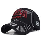 Sporty Baseballcap U.S.A. Eagle USA Vintage Style Used Washed Look Retro Amerika (schwarz)