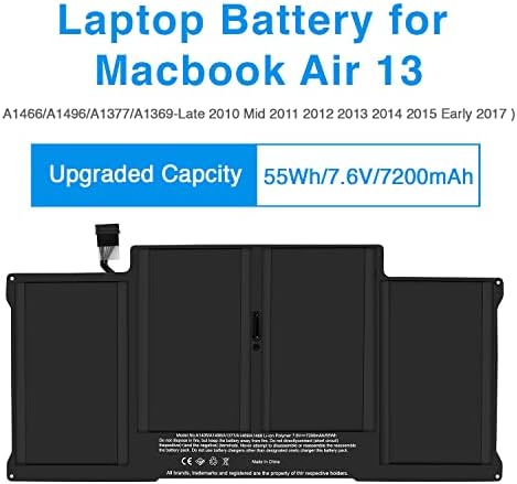 CSEXCEL A1405 Battery Replacement for MacBook Air 13" A1405 A1377 A1496 A1369 (Late 2010 Mid 2011) A1466 (Mid 2012 Mid 2013 Early 2014 2017)