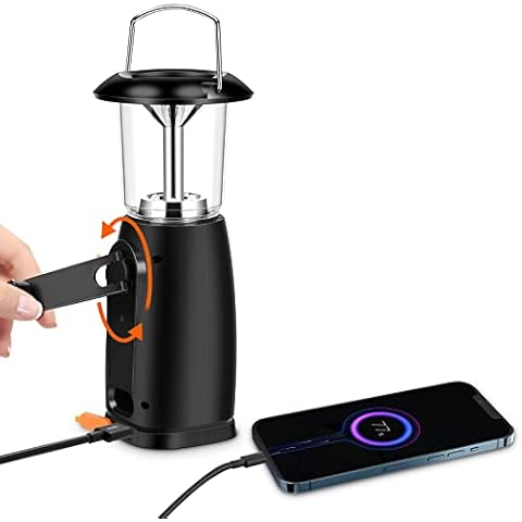 Solar Led Camping Lantern, Hand Crank Generator Light, Rechargeable USB Interface, Portable Mini Camping Lamp, 3 Lighting Modes, 6 Led Power Supplies for Camping, Hiking, Fishing [Energy Class A++] Cover