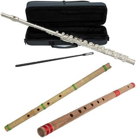 World Woodwind Pack - Silver Plated Closed Hole C Flute w/ Shakuhachi C4 Flute & Bansuri Flute in G 24.75"