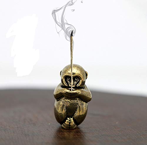 Dmtse Brass Mini Antique Monkey Statue Ornaments Meditation Seated Pose Attractive & Serene Small Monkey Statue Figurine #TOP6