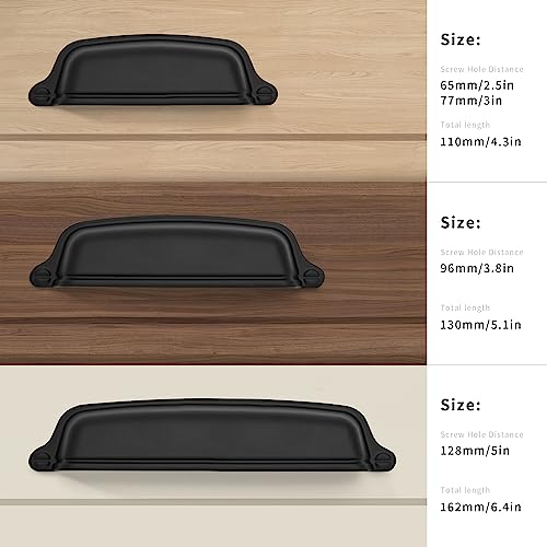 khtumeware 10 Pack 6 inch(152 mm) Drawer Pulls Matte Black Cabinet Cup Pulls Cabinet Hardware Vintage Kitchen Cabinet Handles Bin Cup Pulls for Kitchen cabinets. by khtumeware - Image 4