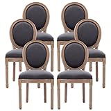 Nrizc French Country Dining Chairs Set of 6, Farmhouse Dining Chairs, Wood Round Back Dining Room Chair for Dining Room/Living Room/Bedroom