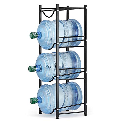 Water Jug Rack For 5 Gallon, Heavy Duty Water Cooler Jug Bottle Holder Save Space Detachable Water Bottle Plastic Glass Carrier Storage Shelf Organizer, 4-Tier, Black #TOP7