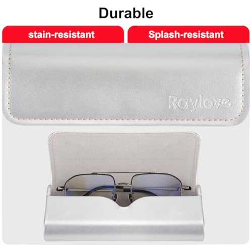 Image of RayLove Hard Shell Glasses Case, Lightweight Leather Eyeglass Case, Travel-Friendly Sunglasses Protector for Men & Women