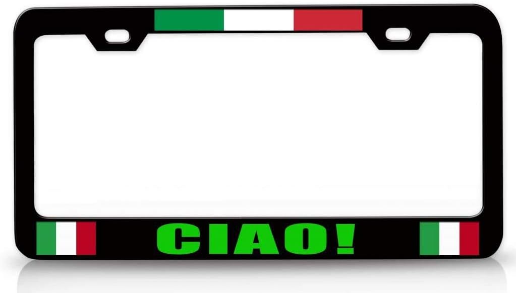 CIAO! Italian Flag Metal Car SUV Truck License Plate Frame Bl p82