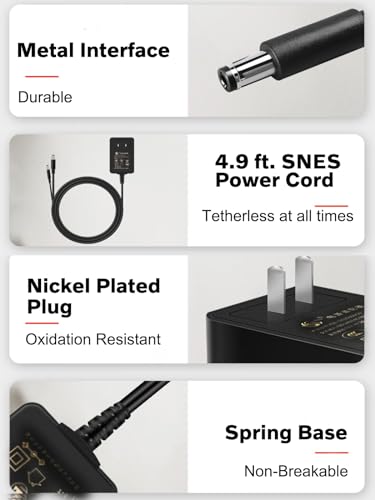 image for HEORLD SNES Power Supply and AV Cable, NES Power Cord, AC Power Supply