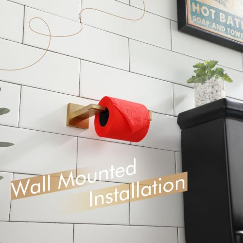 Image of KOKOSIRI Toilet Paper Holders Champagne Bronze Bathroom Tissue Roll Holder for Mega Rolls Organization and Storage, Stainless Steel Wall Mount B2006CPG