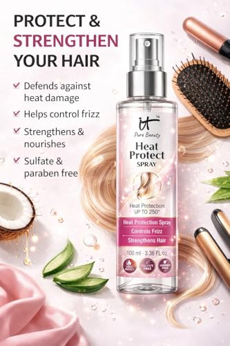 Image of Heat Protect Spray for Hair 100 ml | Heat Protection up to 250C | Anti-Frizz Hair Styling Spray | Reduces Hair Breakage | Lightweight Leave-In Heat Protectant for Women & Men