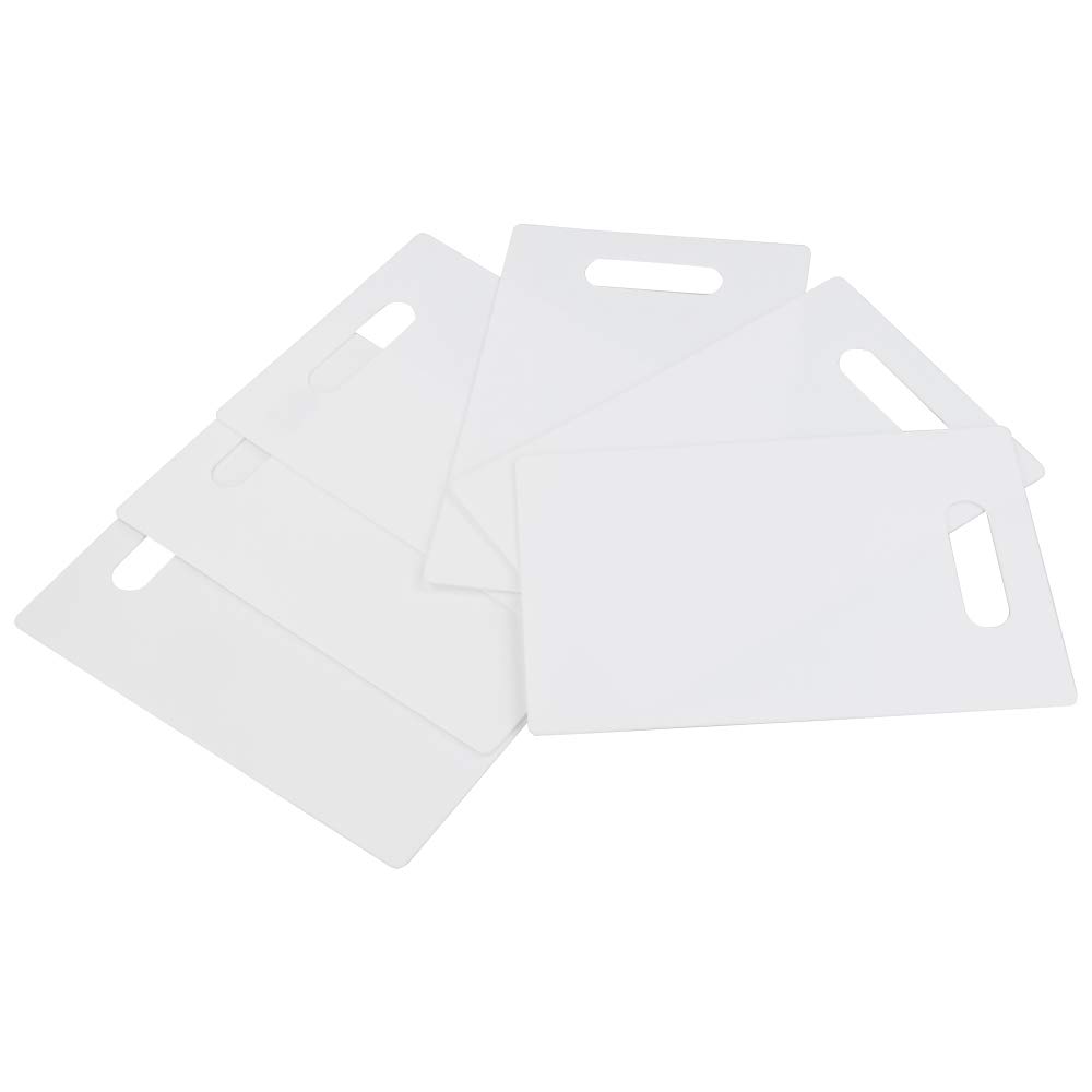 Qqbine White Chopping Board, Plastic Kitchen Cutting Board Rectangle, 6 Packs
