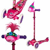 Trolls 3-Wheel Kick Scooter for Kids by Crazy Skates - Featuring Poppy or Barb from The Trolls Movie - Pink
