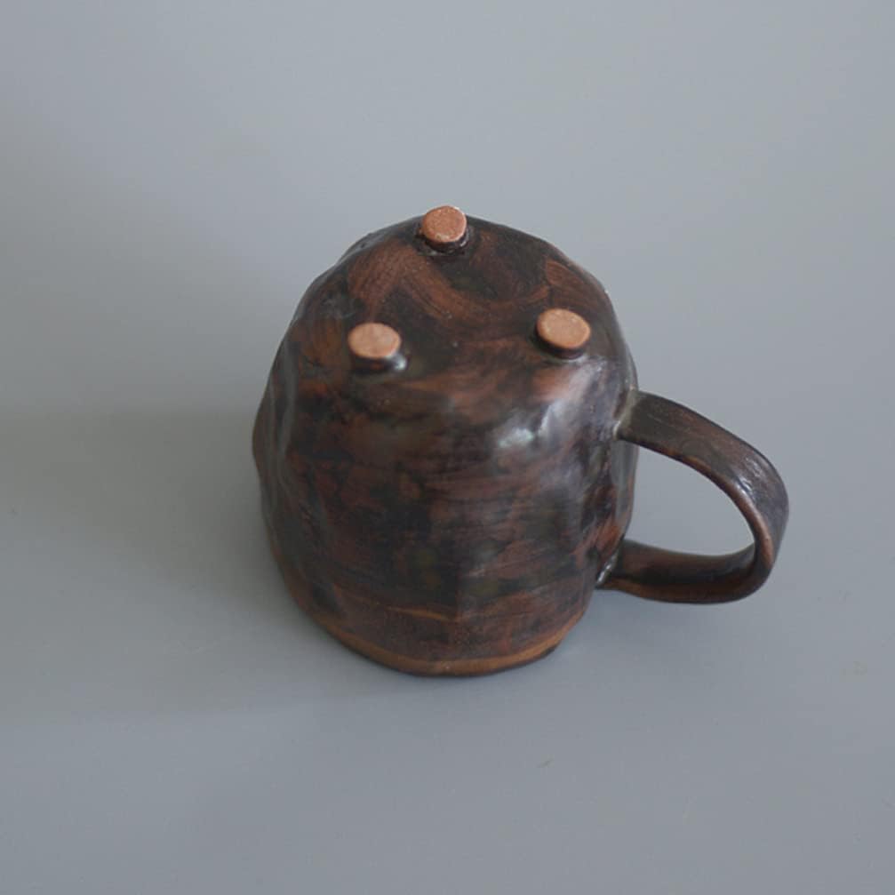 BESTonZON Rustic Ceramic Coffee Mug Handcrafted Japanese Style Pottery Cup for Milk Tea Water 3.3 Inch Tall 2.8 Inch Diameter - Image 2