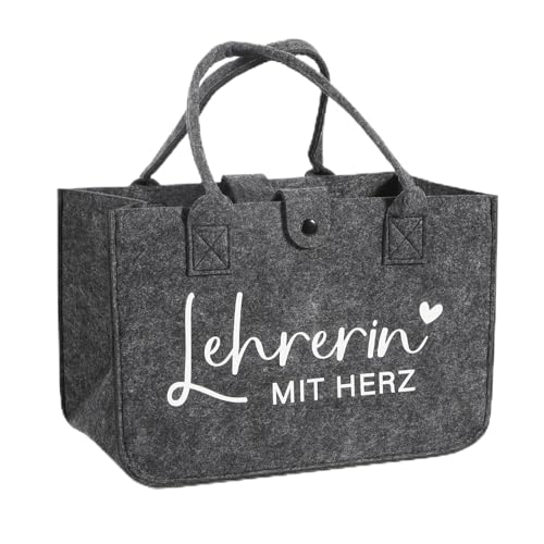 COMOOKA Filztasche Lehrerin Geschenk Lehrerin MIT HERZ 30x20x18cm mit Druckknopf Lehrer Abschiedsgeschenk Lehrerin Tasche Erzieherin Dankeschön Geschenk