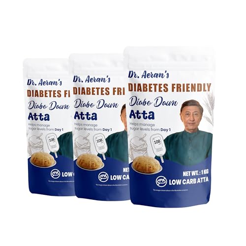 Dr. Aeran’s Diabo Dawn Atta | Low Carb High Fibre Atta | High Protein Flour | No Added Sugar | Suitable for Controlled Carbohydrate Diet | 3 Kg