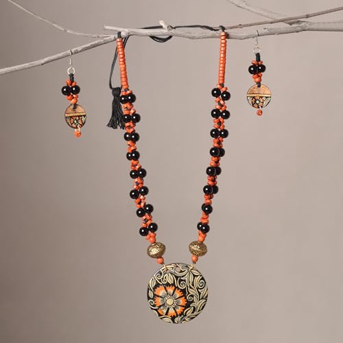 Image of AAKRITI ART CREATIONS Handcrafted Women's Jewelry Set - Ethnic Necklace and Earrings, Fashion Accessories for Special Occasions & Celebrations