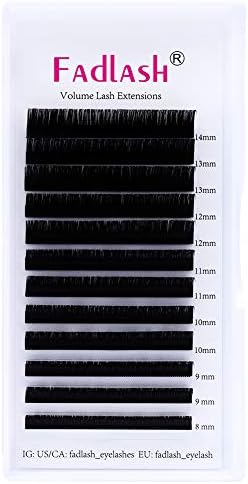 Fadlash Individual Classic Eyelash Extension 0.20mm D Curl 8-14mm Mixed Tray 1:1 Matte Black Professional Classic Individual Lashes
