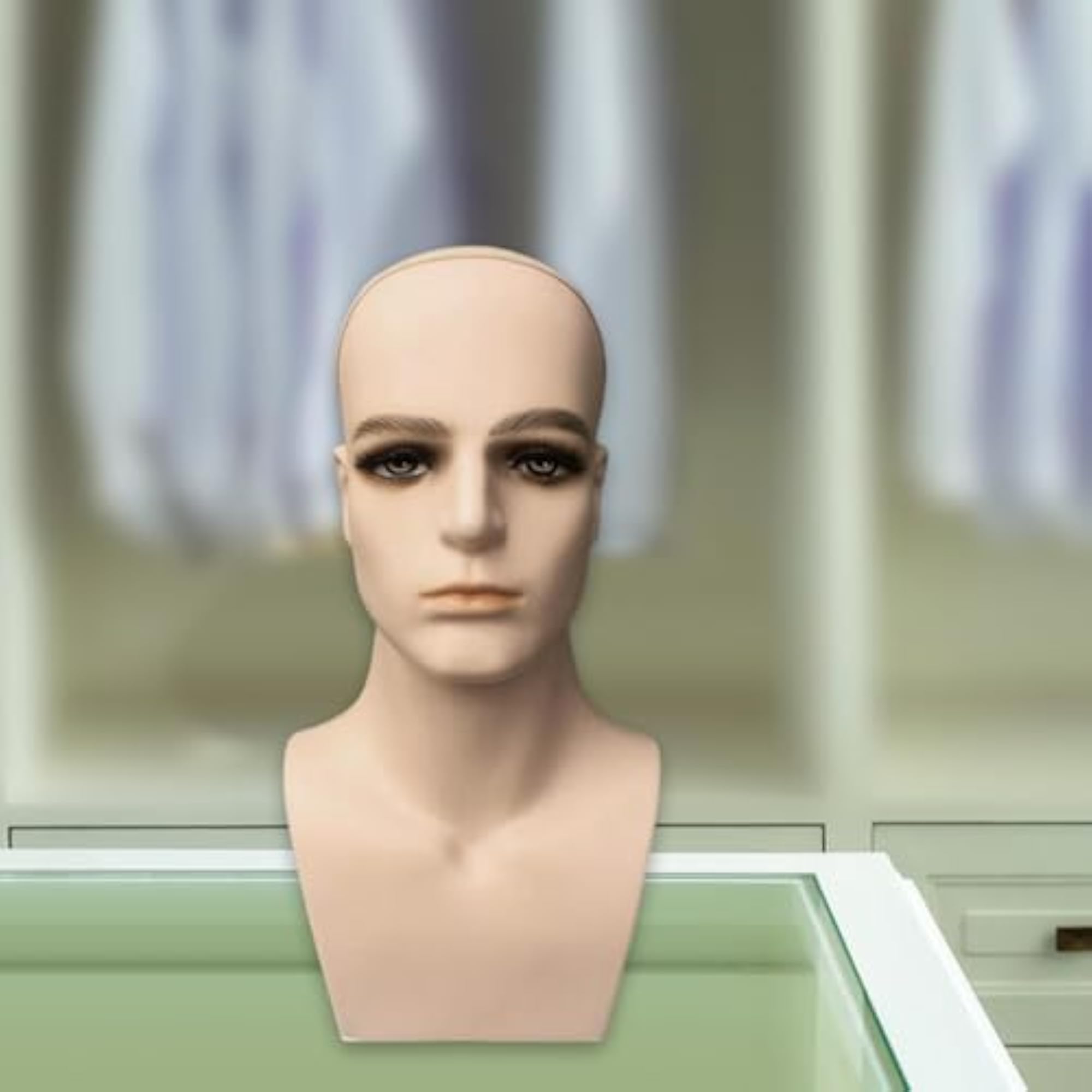 Male Mannequin Head with Shoulders, Wig Display Stand