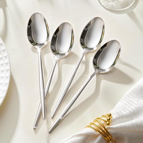 KINGSTONE 12-Piece Dinner Spoon Set, 8.2" Tablespoons Silverware, Premium 18/10 Stainless Steel, Food Grade Serving Spoons for Home and Kitchen, Restaurant Wedding, Mirror Finish & Dishwasher Safe by KINGSTONE - Image 3