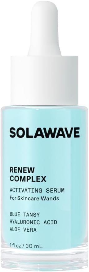 Renew Complex Red Light Therapy Activation Serum for Face & Neck | Pairs with LED Facial Wand Device | Hydrates & Plumps the Skin | Blue Tansy, Aloe Vera, Hyaluronic Acid (1 Oz)