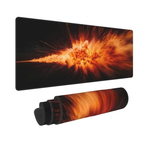 Jaxiaco Mouse Mat Gaming Extended Large Desk Pad XXL (800x300x3 mm) Washable Mouse Pad Laptop Desk Mat, Fireball Blast Mouse Pad, with Anti-Slip Rubber Base, Extended Mouse Pad for Home& Office N-703