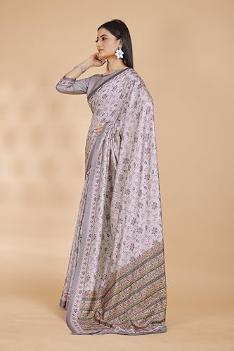 Image of Garden Vareli Pashmina Saree With Unstitched Blouse Piece