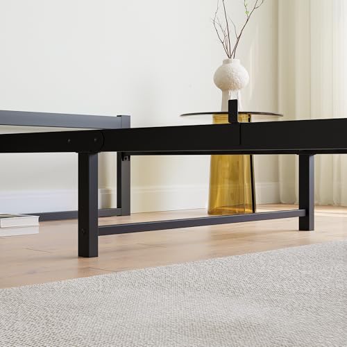 VECOCHO Bett90x200 cm,Bettgestell 90x200 mit Lattenrost aus Metall,Metallbett 90x200 cm mit Stauraum-32cm Hoch,Gästebett Doppelbett KeinBoxspringbett Erforderlich,Schwarz Bettrahmen