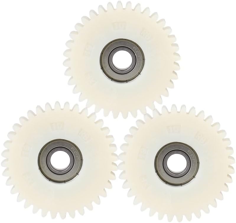 Three XIBANY 36T electric bicycle wheel hub planetary gears arranged in a triangular pattern, showcasing their uniform design and central bearings.