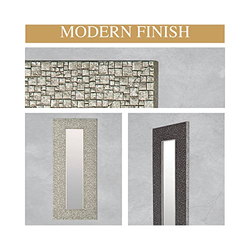 Mirrorize Set Of 3 Antique Narrow Mosaic Framed Wall Mirror| Vanity,Hallway,Bathroom, Bedroom |9.25X27.75| Silver| Rectangle| Small Accent Mirror #TOP6