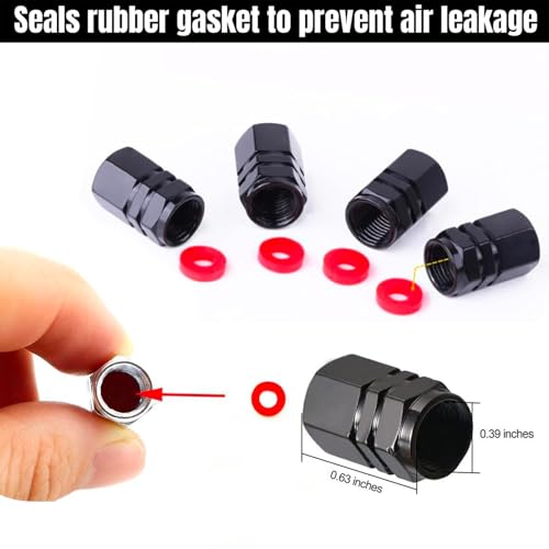 Aluminum 4pcs Tire Valve Cap Cover Set Compatible with Dodge Tire Valve Stem caps fiit for Dodge Challenger Car Accessories Decor.(Black-for-D-Q) by Magaradula - Image 3