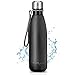 TOPLUS Botella de Agua Acero Inoxidable 304 Termo - 500ml, Termo Sin BPA Ecológica Reutilizable, Botella Termica con Pajita y Filtro para Niños & Adultos, Deporte(Black)
