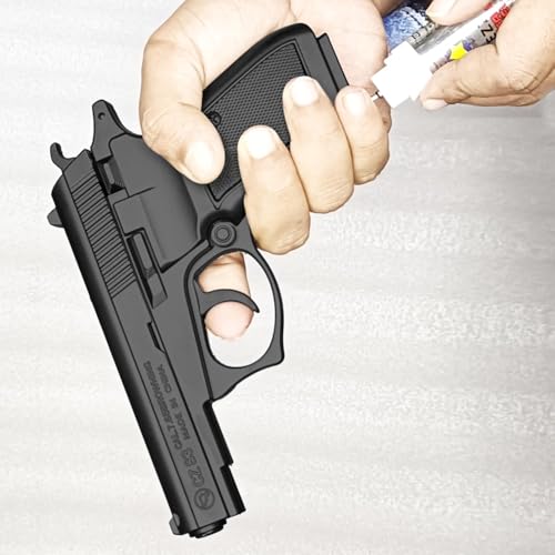 Image of Z83 Lighter with Barrel Half Pull Back Heavy Metal Made Black Color Gun Shape Gas Lighter with PU Holster | Dummy Gun Jet Flame Butane Refillable Lighter