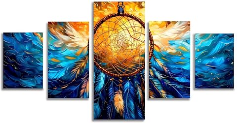 Broderie diamant adulte contre le stress avec 5 toiles grand format orange et bleu