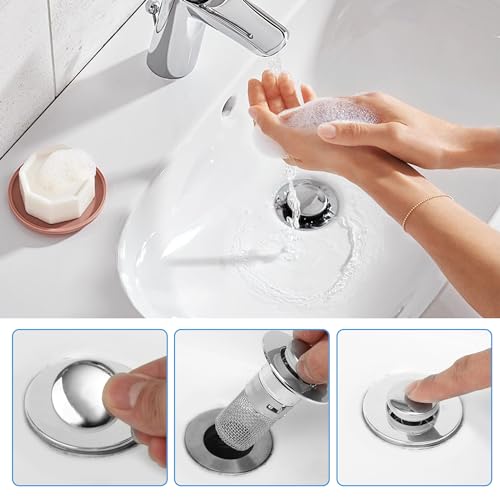 2 Stücke WaschbeckenstöPsel,34-40mm Universal Pop Up Abflusssieb Waschbecken,Abflusssieb Abflussstopfen,Siebstopfen mit Haarsieb für Abflussstopfen auf der Arbeitsplatte