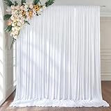 1.5x3 m Vorhang für Kulissen, 2 PCS Hintergrund Vorhänge für Hochzeit Party, Polyester Weißer Fotowand Hintergrund Fotografie, Geburtstag Party Deko Kulissen Hintergründe Vorhänge (Weiß)