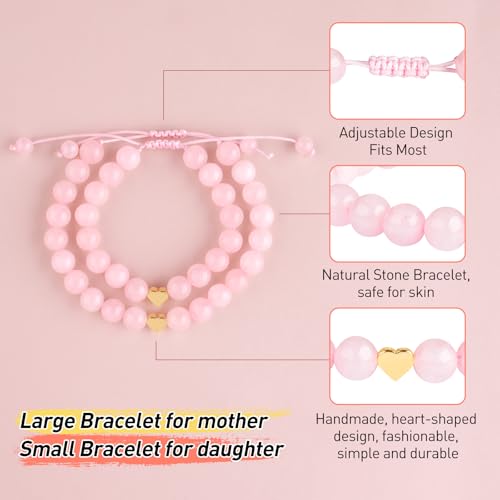 Mommy and Me Preschool Pre-K First Day of School Bracelet Mother Daughter Matching Beaded Heart Bracelets Set Back to School Jewelry Gifts3