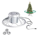 Home Heritage Rotating Christmas Tree Stand with Plug for Trees up to 9 Feet Tall, Silver
