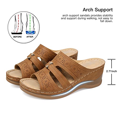 Image of SHIBEVER Wedge Sandals for Women Dressy: Comfortable Slip On Summer Sandal