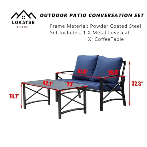 Image of LOKATSE Home Patio Outdoor Rocking Chair Bistro Sets with Coffee Table
