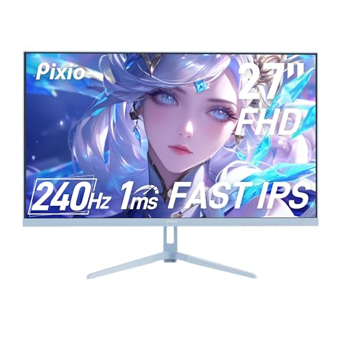 Image of Pixio Two PX279 Wave Blue 27 inch 240Hz Refresh Rate FHD 1080p Resolution Fast IPS Panel 1ms GTG Resonse Time Gaming Monitor and PS1D Wave Blue Dual Monitor Arm - Fits up to 32 inches and 19.8lbs