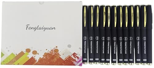 Fengtaiyuan 10P18x12, Gel Ink Roller Ball Pens, Black Ink, Bold Point1.0mm, Writting Pens, Smooth, 12 Count (Black10P18x12)