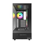 MONTECH XR-B, ATX Mid-Tower PC Gaming Case, 3x120mm ARGB PWM Fans Pre-Installed, Full-View Dual Tempered Glass Panel, Wood-Grain Design I/O Interface, 4090 GPUs, 360mm Radiator Support, Black - Image 3