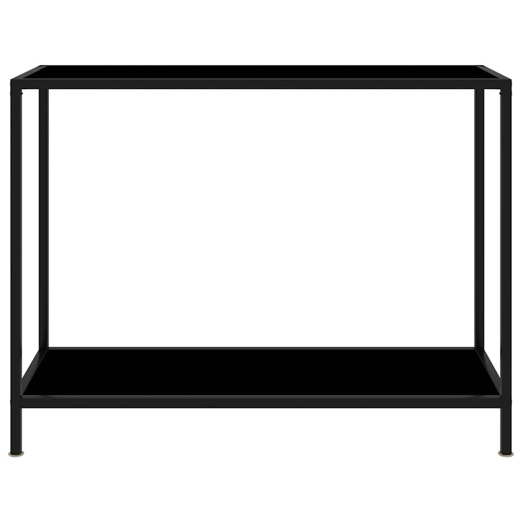 Konsola stołowa czarna 100 x 35 x 75 cm szkło hartowane | Stal malowana proszkowo, półka do przechowywania, łatwa do czyszczenia, do salonu