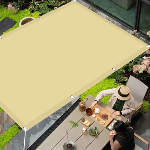 Voile d'ombrage rectangulaire 4.5x4.5m jaune sable avec cordons