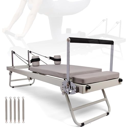 Pilates Reformer Machine Multipurpose Foldable Reformer Pilates Board Adjustable Intensity Pilates Bed Body Resistance Reformer