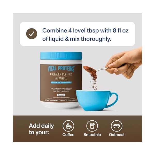 Vital Proteins Collagen Peptides advancedPowder20ghyaluronic Acid,Vitamin Cskin,hair,nail,joint supportBottleyes - Image 6