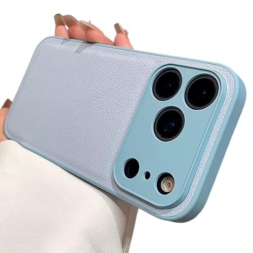 Housse iPhone 17 Pro Max en cuir PU bleu antichoc et finitions premium TPU