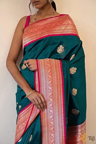 Image of Flosive Women's Present Banarasi Soft Lichi Silk Saree Divya Beautiful Jacquard Rich Pallu Design Work Zari Woven Kanjivaram Silk Style Saree With Soft Lichi Silk Blouse Piece