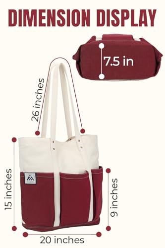 Large Cotton Canvas Tote Bag for Women – 40L Capacity, For Work, Gym, Beach, Travel and Daily Use, Magnetic Closure3